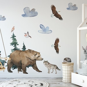 Forest Animals Wall Decal, Watercolor Decal Set, nursery, Peel and stick, Nursery wall sticker