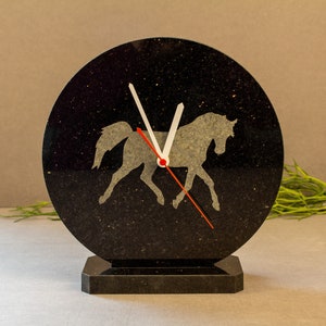 Clock Wall Clock Grandfather Clock Granite with sandblasted horse and optional stand