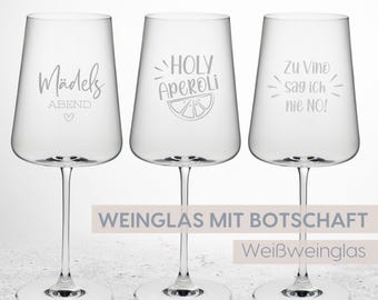 Copa de vino blanco con grabado | muchos diseños para elegir