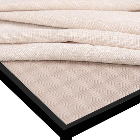 Luxury 2.4mm heat-resistant & waterproof table protector, non-slip, easy clean, custom cut. Available in Cream, Grey, Beige, Brown