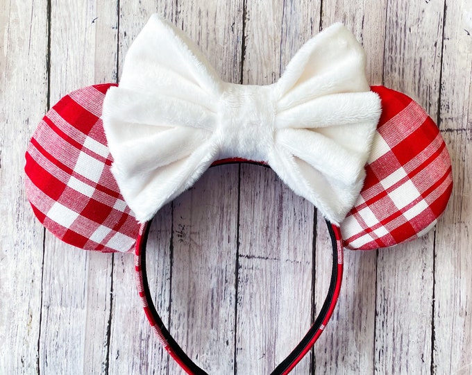 White Christmas Plaid Ears