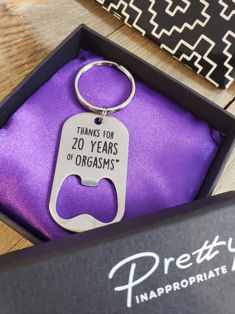 boyfriend gift Thanks for 20 years of orgasms keychain mature husband anniversary bottle opener Christmas 20 year valentine/'s day