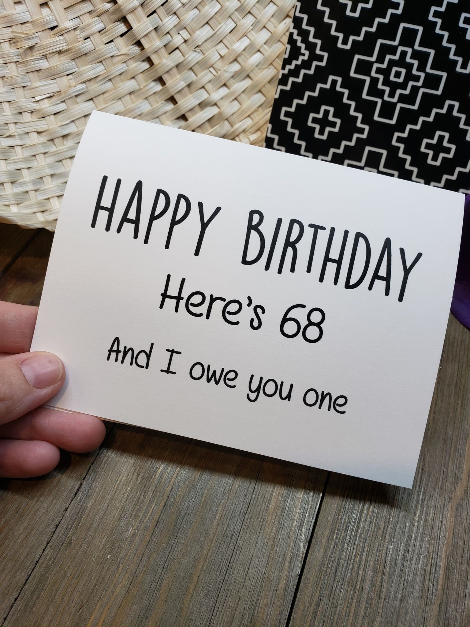 Here S 68 And I Owe You 1 Card Birthday Card Sex Etsy