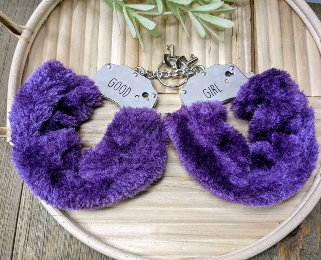 Purple Furry Handcuffs, Handcuff, Personalized, Kinky, Sex Toy, Roll