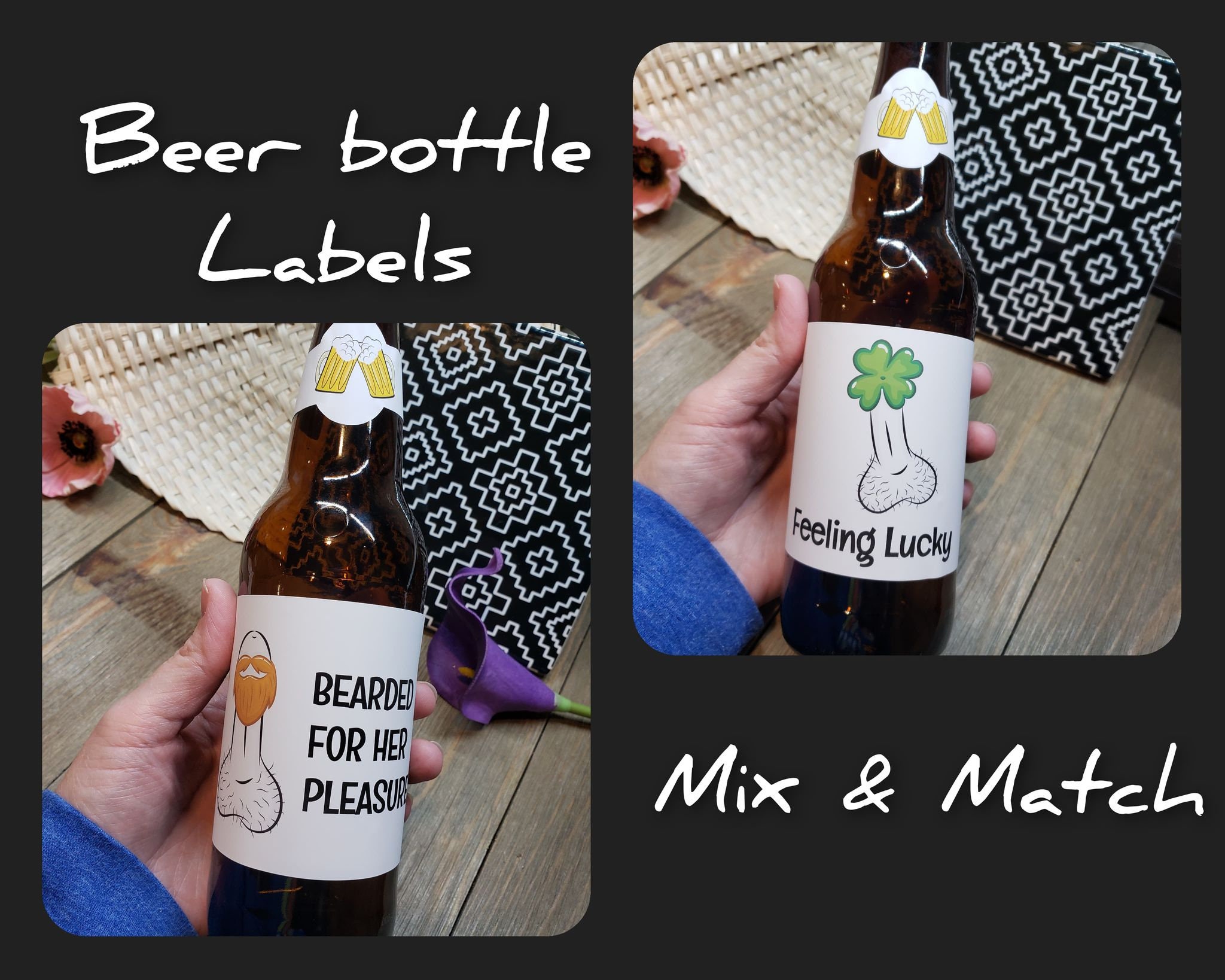 Christmas beer bottle labels