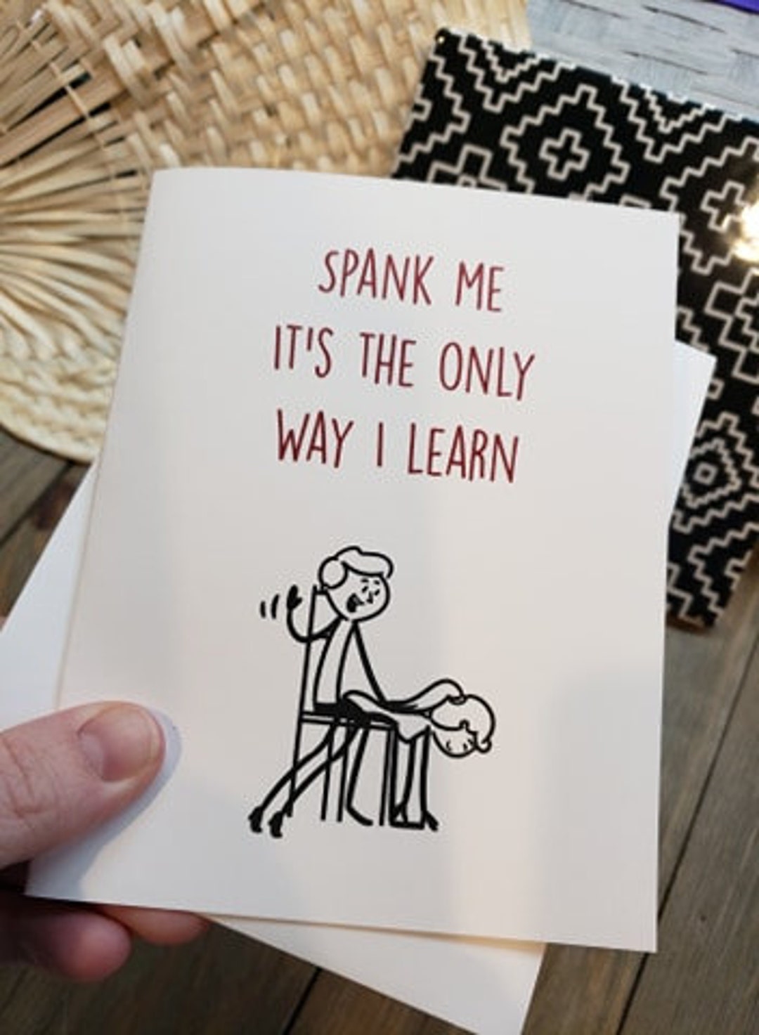 Spank Me Its the Only Way I Learn Card BDSM Rough