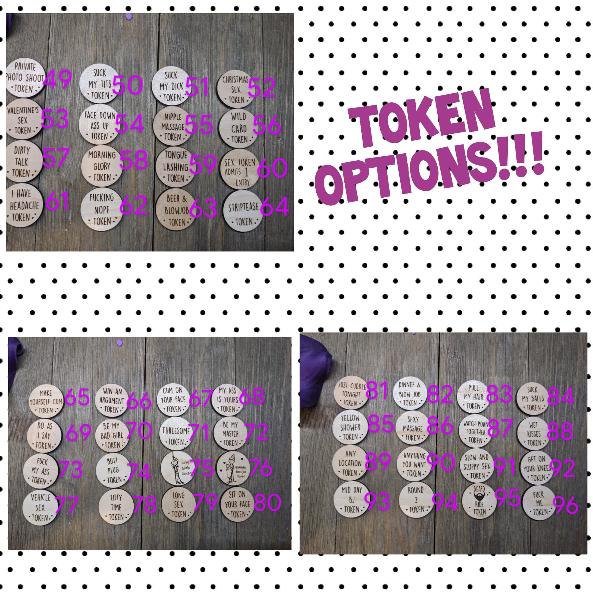 Mystery bag sex tokens, Mature, sex token, blow job, pleasure token, Christmas, valentines day, boyfriend, husband gift, sex game