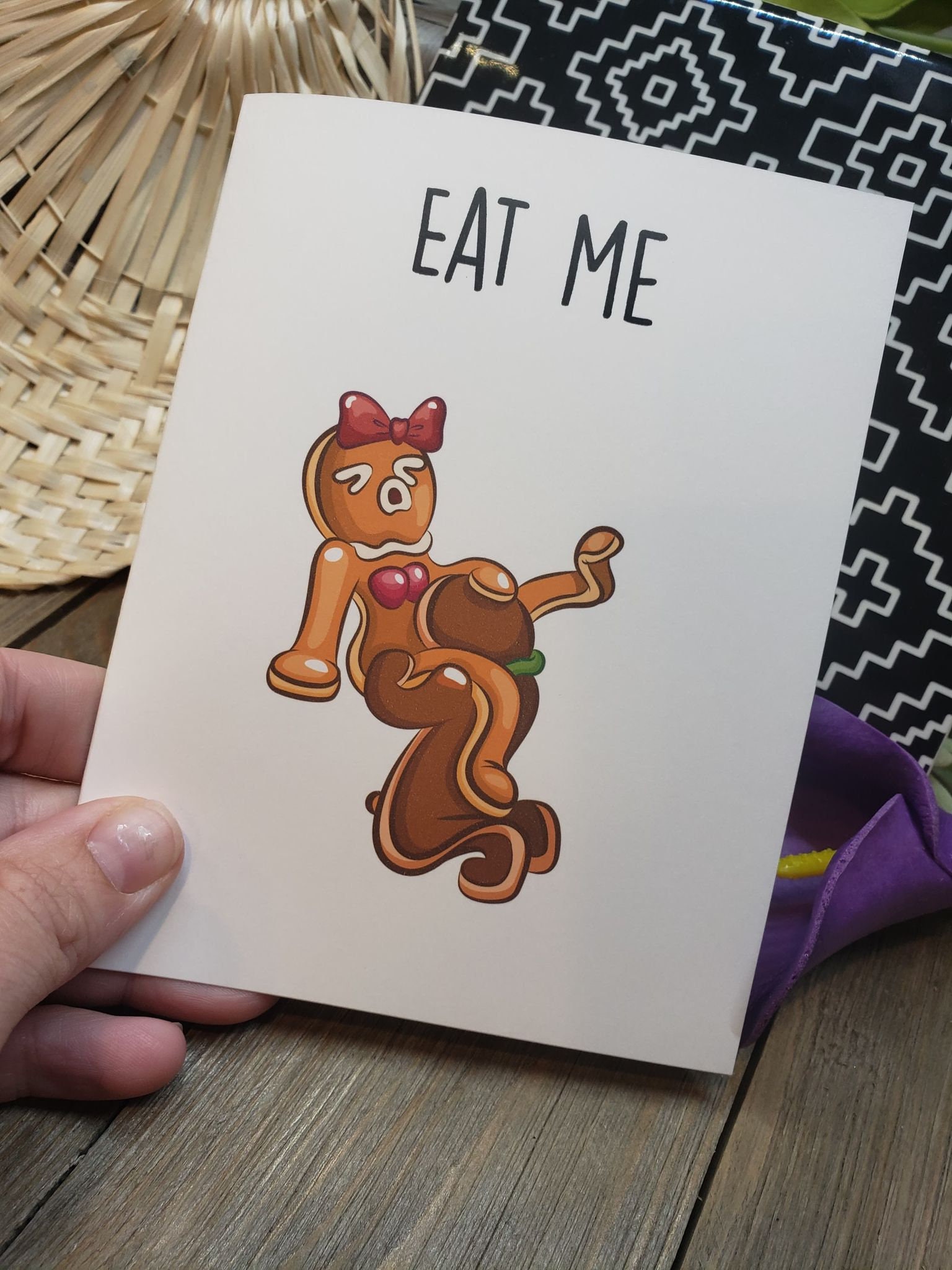 Eat me card naughty gingerbread funny card greeting card | Etsy