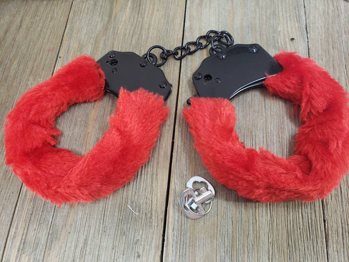 Black Furry Handcuffs Handcuff Kinky Sex Toys Roll Play Etsy