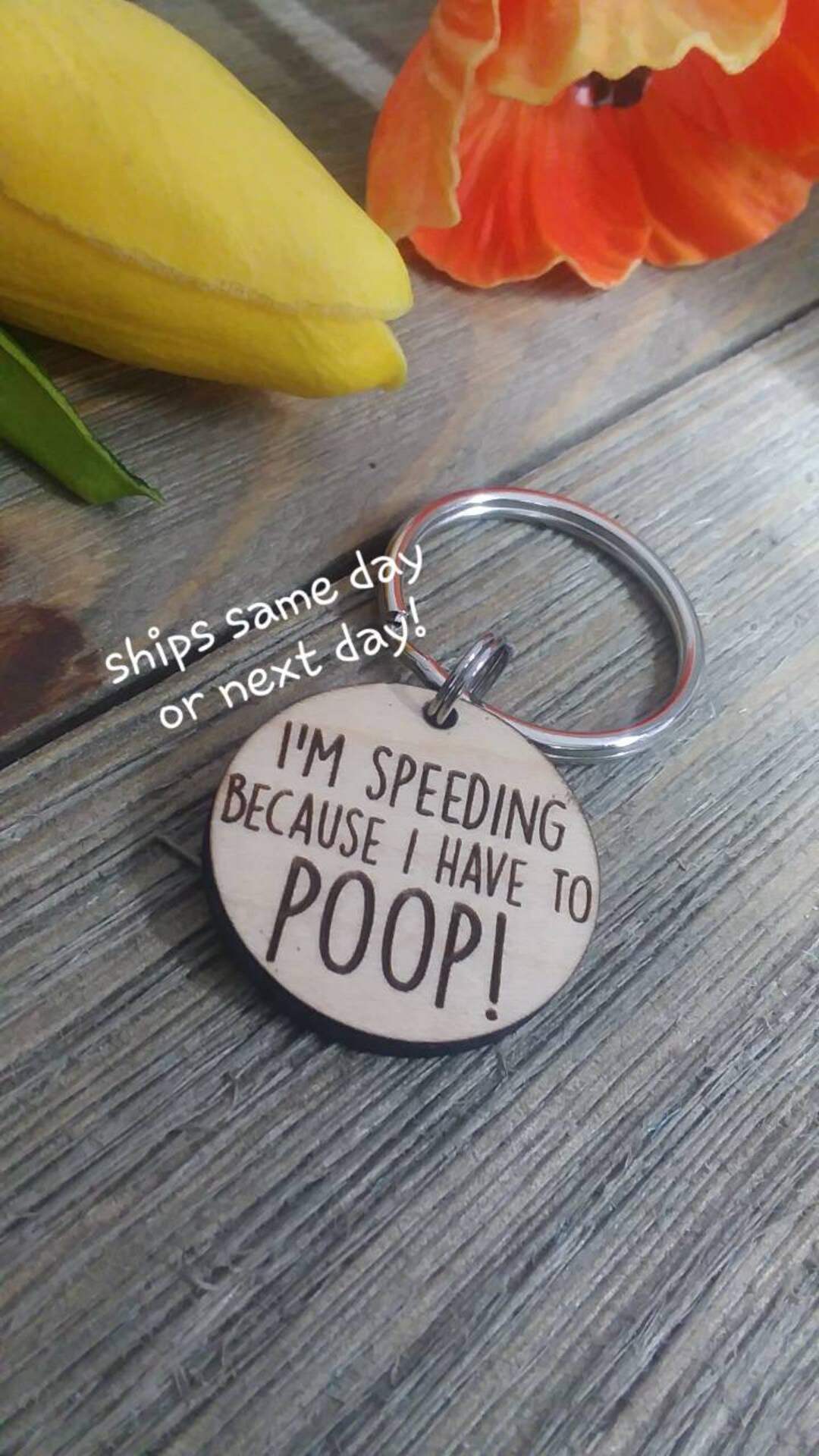I'm Speeding Because I Have to Poop Glitter Keychain - Choose