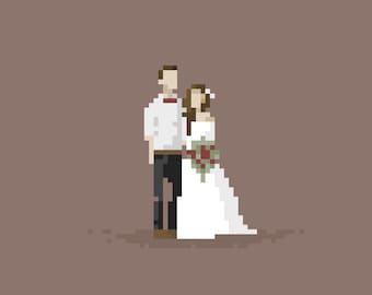 Custom wedding pixel art portrait