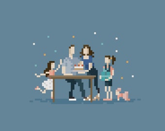 Custom family pixel art portrait