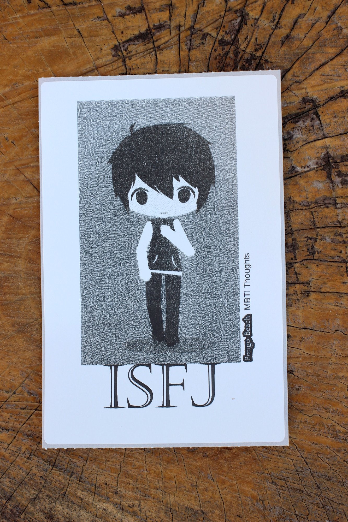 ISFJ Boy/girl B/W 4x6 Thermal Sticker Kawaii 