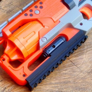 Blasters3D Bottom Picatinny Rail (13-Slots) for Nerf Zombie Strike HammerShot Revolver Blaster - Clip On Performance Mod - No Tools Required