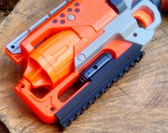 Blasters3D Bottom Picatinny Rail (13-Slots) for Nerf Zombie Strike HammerShot Revolver Blaster - Clip On Performance Mod - No Tools Required