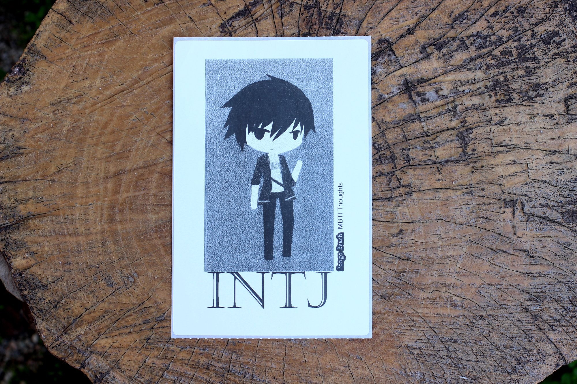 INTJ Girl B/W 4x6 Thermal Sticker - Kawaii Anime Chibi - MBTI