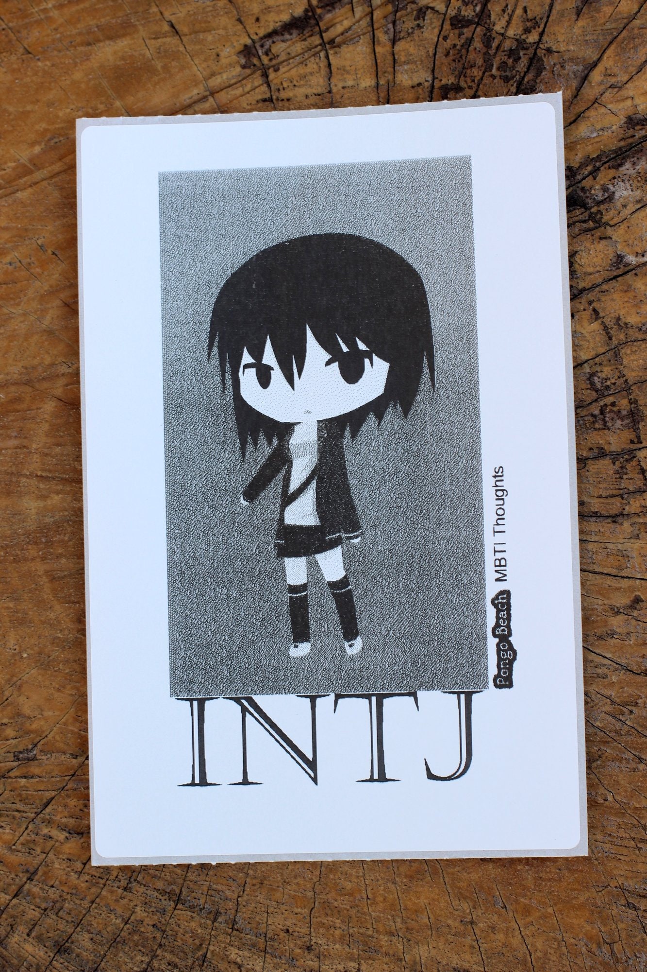 INTJ Boy B/W 4x6 Thermal Sticker - Kawaii Anime Chibi - MBTI