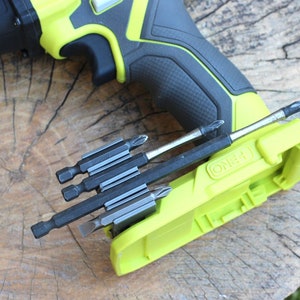 4-Bits Holder for Ryobi ONE+ 18V Drill or Impact Driver - Convenient Storage for Phillip, Flat Blade, and Torx Bits - EveryThang3D