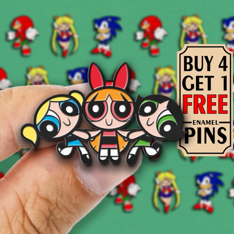Blossom Bubbles PowerPuff Girls Collectible Lapel Pin! Buttercup or all 3!