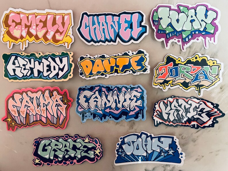 Personalized Graffiti Name Vinyl Stickers Etsy