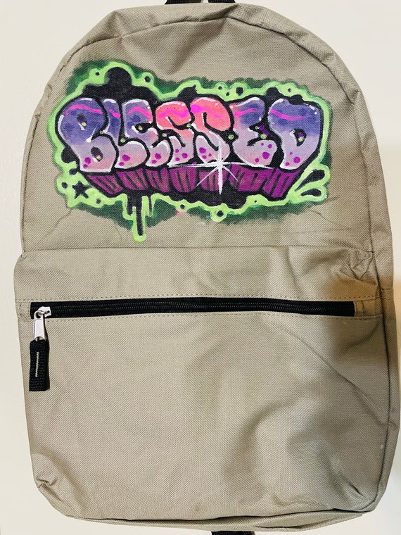 Custom blessed Graffiti Backpack - Etsy