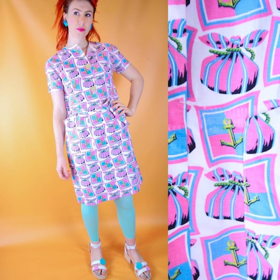 Nautical pastel 80s dress