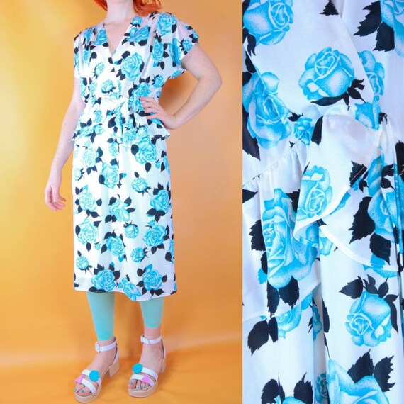 Psychedelic 80s rose print dress