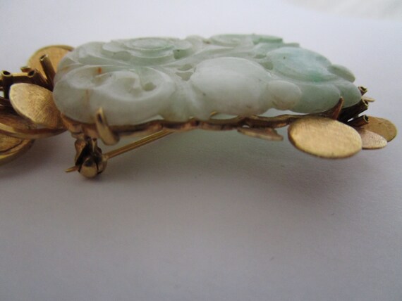 Antique Large Oriental Finely Carved Jade & 14 K … - image 4