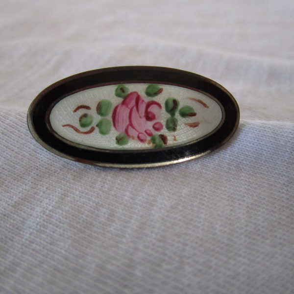 Antique Guilloche Enameled Jewelry Box Adornment Rose