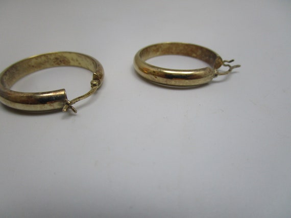 Vtg Large Gold Plated Sterling Silver Hoop Pierce… - image 3