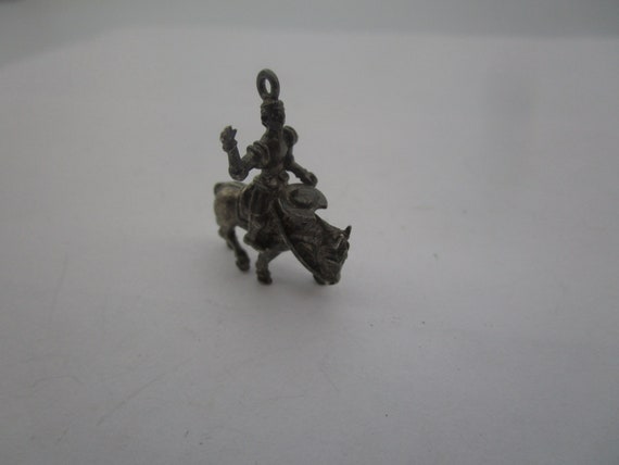 Antique Sterling Silver Ancient Solder on Horseback Necklace Pendant