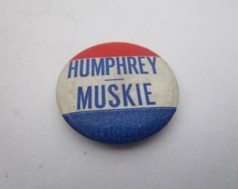 1968 Celluloid Political Button Humphrey Muskie