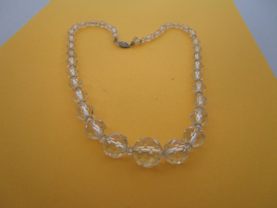 Antique Graduated Cut Crystal Beaded Necklace wit… - image 1