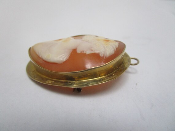 Antique 10K Yellow Gold & Carved Cameo Brooch Bea… - image 3