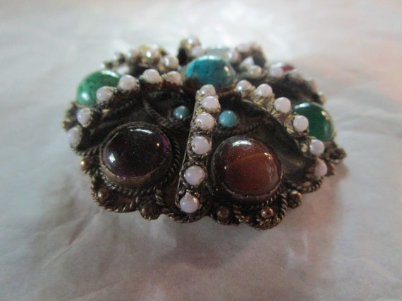 Beautiful Made in Israel Fancy Large Brooch with … - image 2