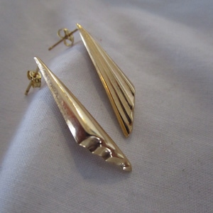 Vintage 14K Gold Modernist Pierced Earrings