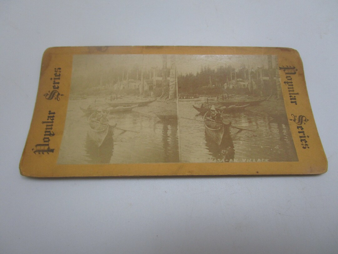 19th C Antique Stereoview Kasaan Village Alaska Native American Totem ...