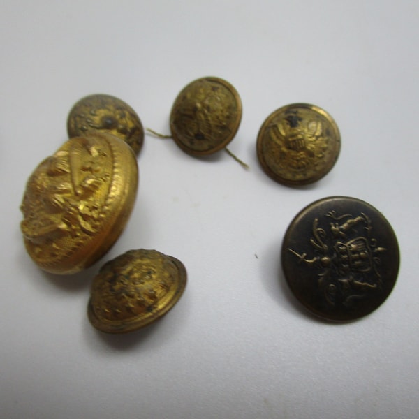 19th C Antique Brass Military Button Lot