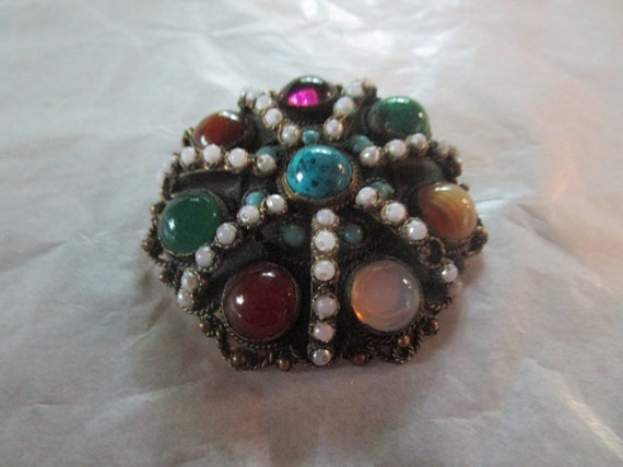 Beautiful Made in Israel Fancy Large Brooch with … - image 1