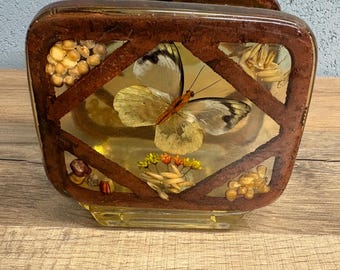 Vintage lucite napkin holder mail organizer butterflies