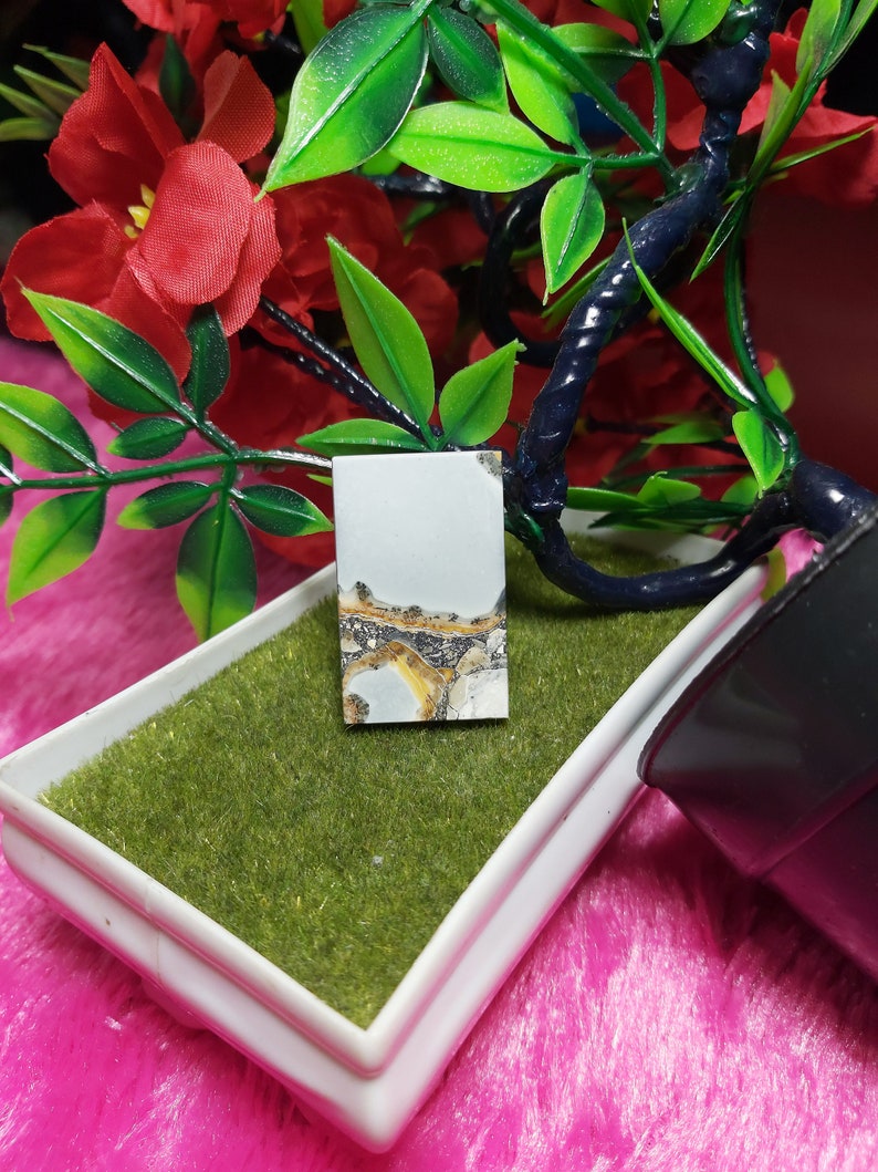 100/% Natural Guarantee Cabochons Size 38\u00d723\u00d75.2 mm Landscape Image Maligano Jasper