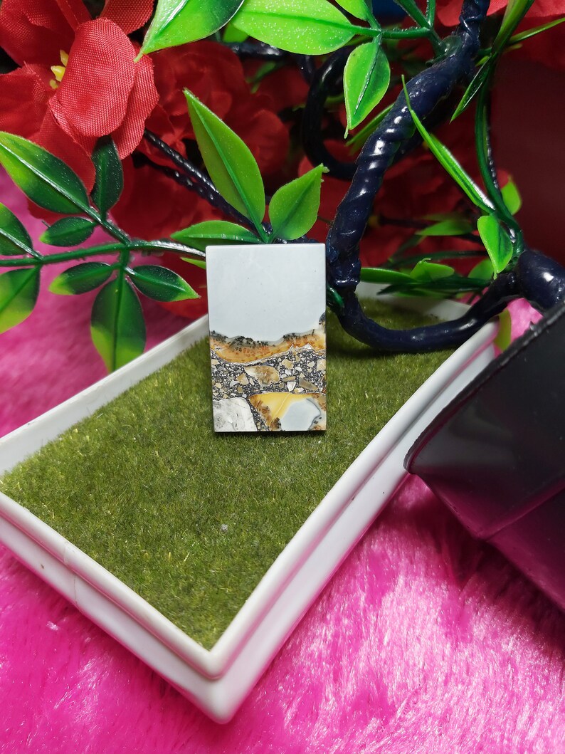100/% Natural Guarantee Cabochons Size 38\u00d723\u00d75.2 mm Landscape Image Maligano Jasper