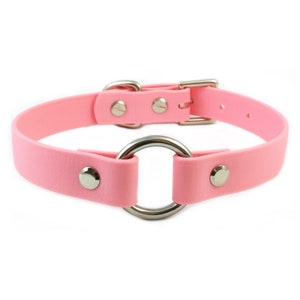 Baby Pink BioThane O-Ring Collar: Vegan Leather Choker