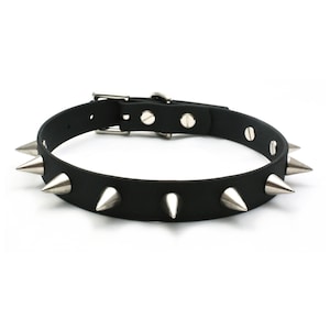Black Vegan Leather Spiked Punk Collar