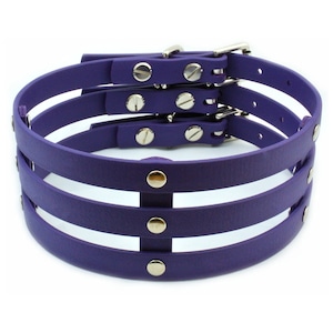 Purple Vegan Leather Wide Cage Collar