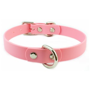 Baby Pink BioThane D-Ring Collar: Vegan Leather Choker