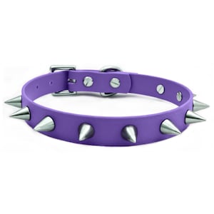 Purple Vegan Leather Spiked Punk Collar
