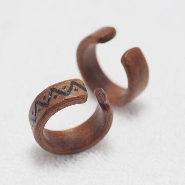 Ear cuff-wood ear cuff ring-Cherry wood earring