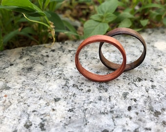 Rose wood ring -wood ring men-wood ring women-couples ring-wood wedding band-anniversary ring-promise ring for her-wood wedding ring