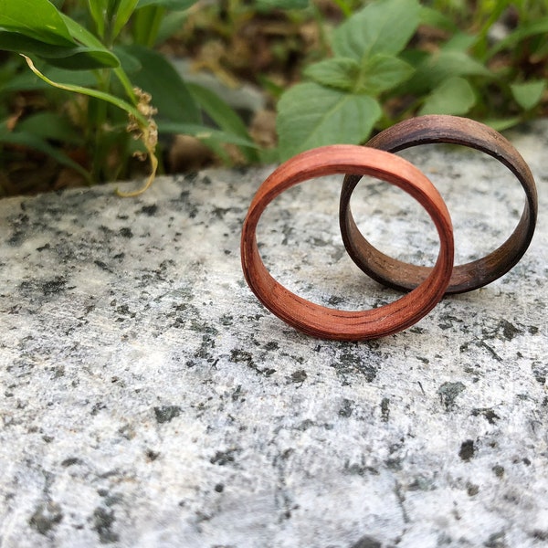 Rose wood ring -wood ring men-wood ring women-couples ring-wood wedding band-anniversary ring-promise ring for her-wood wedding ring